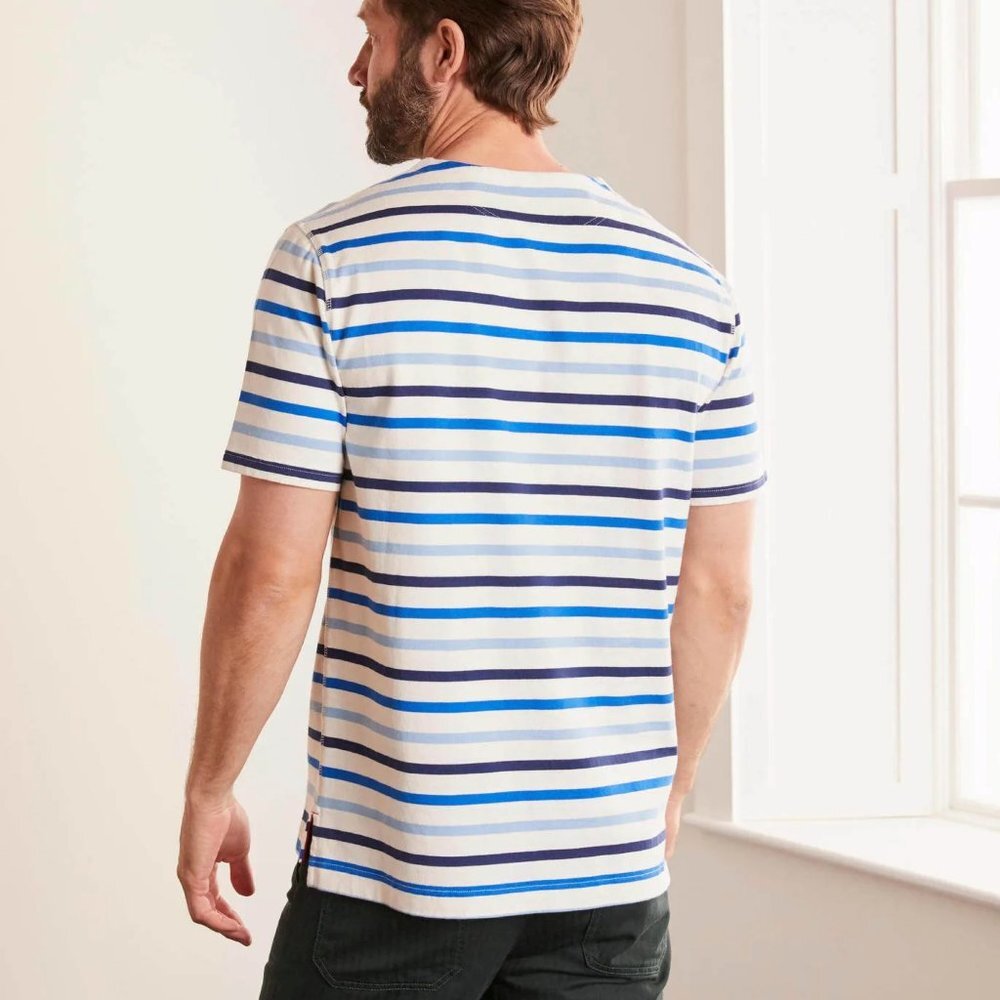 NWT, Men's Boden Short Sleeve Chichester Blue/White Stripped Shirt in Size M - Picture 2 of 7